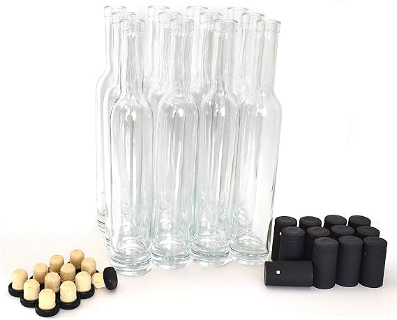 nicebottles Bellissima Bottles, 375ml, EXTRA CLEAR, Thick Bottom - Case of 12 - Refined, Elegant, High-End Look & Feel, Ideal for Dessert Wines, Infused Spirits, Syrups, Oils, Vingars & Crafts
