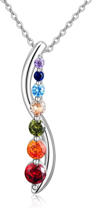 925 Sterling Silver Chakra Necklace Tree of Life Pendant Chakra Necklaces Healing Crystals Pendant Jewelry Gifts for Women
