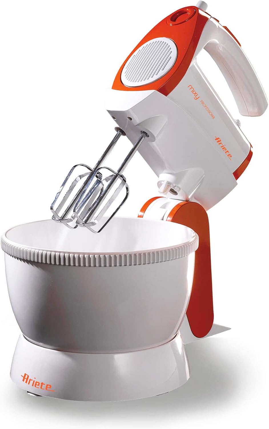 Ariete Mixy Professional Stand Hand Mixer 156511 - 300 Watt, Practical Hand Mixer with Rotary Bowl, 2.4 Liter Bowl Volume, 2 Beaters and 2 Kneading Hooks