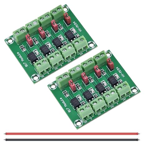 2 Pcs PC817 4 Channel Optocoupler Isolation Module 3.6-30V Voltage Converter Driver Photoelectric Isolated Board for Control Relay with 24AWG Wire