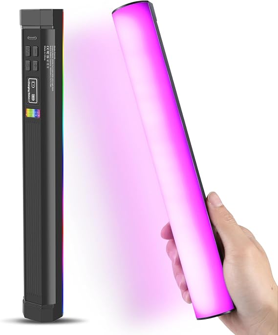 114 LEDs RGB Video Light Wand, Magnetic Handheld Magnetic Tube Light 2500K-9000K CCT & 20 Scene Modes with 3000mAh Battery, 95+ CRI, 120 Beam Angle for Photography YouTube TikTok Vlog