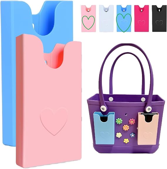 Phone Holder Compatible with Bogg Bag and Simple Modern Bag, Universal Size for iPhone and Android Phones (Blue + Pink)