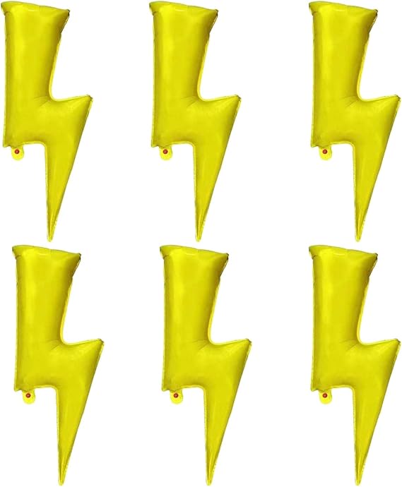 DYT 6PCS 36 Inch Yellow Lightning Bolt Foil Balloons for Birthday, Wedding & General Celebration