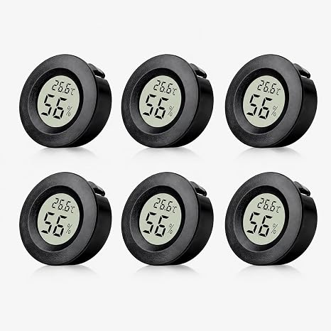 6Pcs Mini Thermometer Hygrometer Indoor Round LCD Digital Display