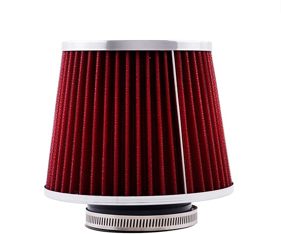 3In 76mm Washable Dry Clamp-On Cone Air Filter, Red