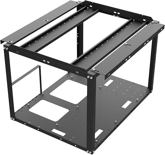Open Air Mining Rig Stackable Computer Frame Case, Heavy-Duty Rack Stand with Strong Alloy Structure and Enhanced Heat Dissipation | Ideal for Crypto Currency Coin Farm Office Desk Use