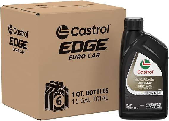 Castrol EDGE Euro 0W-40 A3/B4 Advanced Full Syn Motor Oil, 1 Qt, Pack of 6