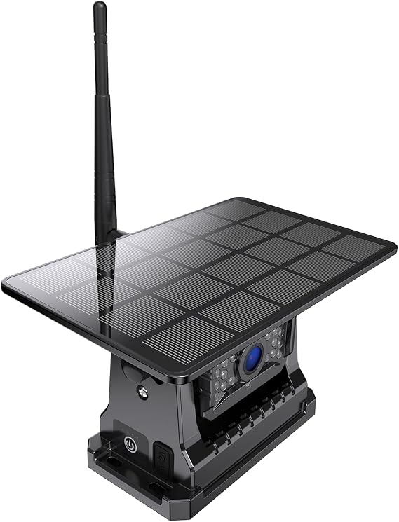 Wireless Backup Camera with Solar-Powered Monitor, HD 1080P Portable 1 Min Easy Install Backup for Truck Rechargeable Rear View Camera with 18 LED Lights, Night Vision(CT7)