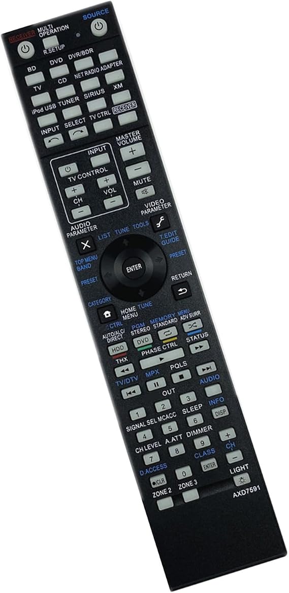 AV Receiver Remote Control AXD7591 Replacement for VSX-1122 1127 517-K Long Transmission Distance Replacement Controller