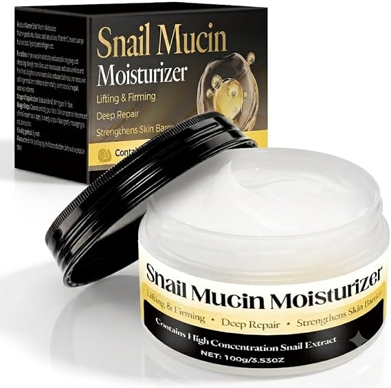 Wansiven Snail Mucin Moisturizer, 100g Snail Mucin Serum Cream Long-Lasting Hydrating & Anti-Aging Snail Mucin Repair Cream, Daily Soothing and Moisturizing Face Cream, Suitable for All Skin Types