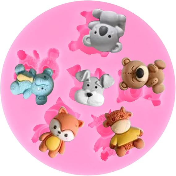 Zoo Animals Fondant Molds Elephant Fox Koala Silicone Mold
