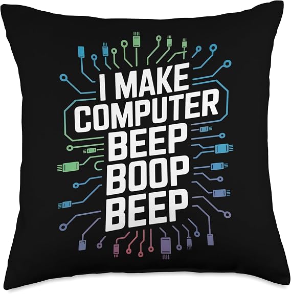 I Make Computer Beep Boop Beep Network Engineer Throw Pillow