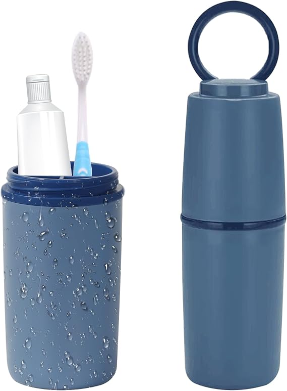 Electric Toothbrush Holder for Bathroom, Plastic Bathroom Countertop Organizer Compartment, Vanity Organizer Tray, Countertop Organizer Box, Kids Desk Organizers and Storage, Dark Blue