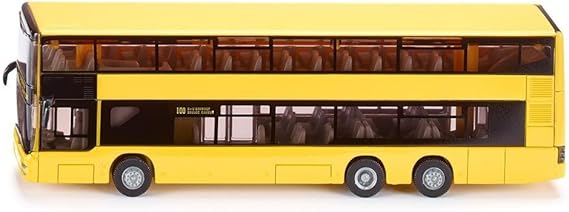 Siku Man Double-Decker City Bus 1:87 Scale 1884 | Diecast Metal & Plastic Toy Vehicle Replica | Yellow Color | Easy Tread Rubber Tires, Detailed Interior & Exterior | Collectible Super Series