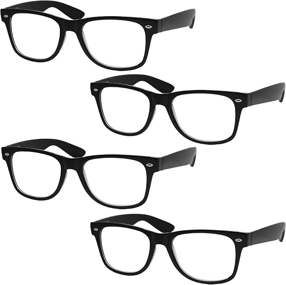 grinderPUNCH 4 Pairs Deluxe Reading Glasses Spring Hinge Stylish Readers with Rx Magnification