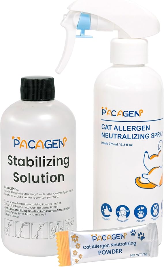 Pacagen Cat Allergen Neutralizing Spray for Humans | Non-Toxic and Safe, Immediate Results, Easy to Use, and Pet Friendly - A Few Sprays Every 2-3 Days for Relief