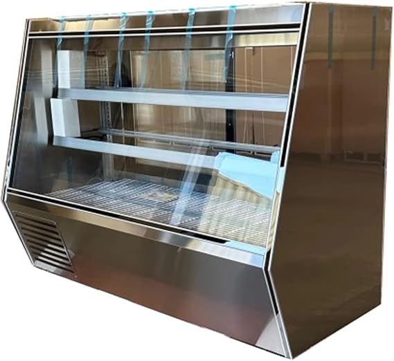 Deli Case Meat/Seafood Display Showcase NSF Commercial Refrigerator Cooler Case for Bakery Pastry Deli 72ins Merchandising Parfaits Stainless Steel Curved Glass Restaurant CW-978