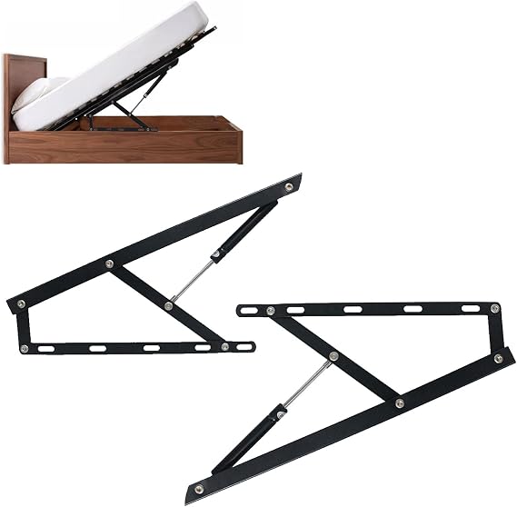 Full Size Lift Up Storage Bed, Hydraulic Bed Lift Mechanisms for Sofa Bed Box Storage, Pneumatic Gas Spring Bed Storage Lift Kit, Space Saving DIY Project Lifter Hardware - Black(750mm)