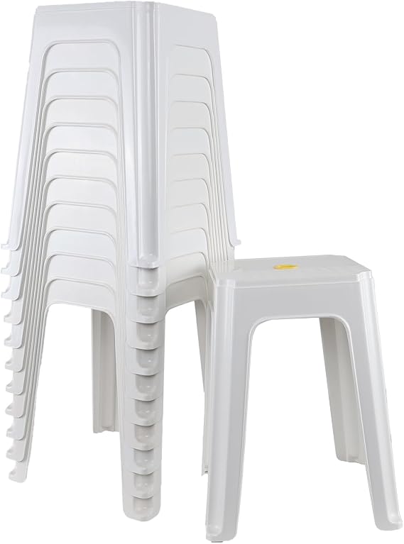 12 Pack Plastic Bar Stools, 18.7 Inch White Nesting Stool