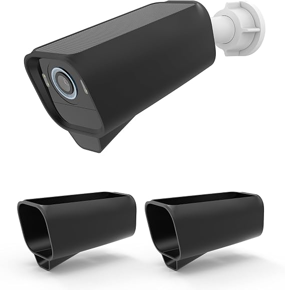 Silicone Case for eufyCam S3 Pro Waterproof Silicone Case for Eufy Solar Surveillance Camera Outdoor (2 Pieces-Black)