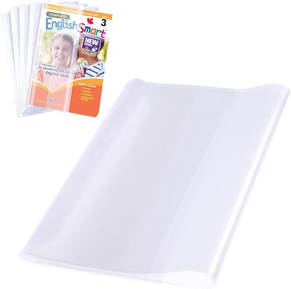 10 Pack Clear Exercise Book Covers, 19.5 x 26cm Water Resistant Plastic Protecting Sleeves Protector Cover Film Transparent Jacket, Reusable Book Cover for School Home Office Notebook