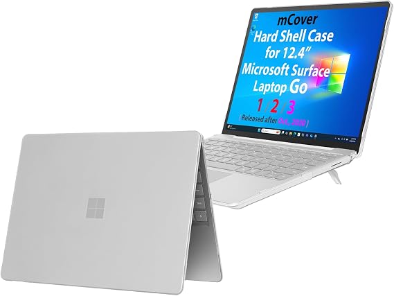 mCover Case Compatible ONLY for 2020-2024 12.4" Microsoft Surface Laptop Go 3/2 / 1 with Touch Screen (NOT Compatible with Any Other Surface Models) - Clear