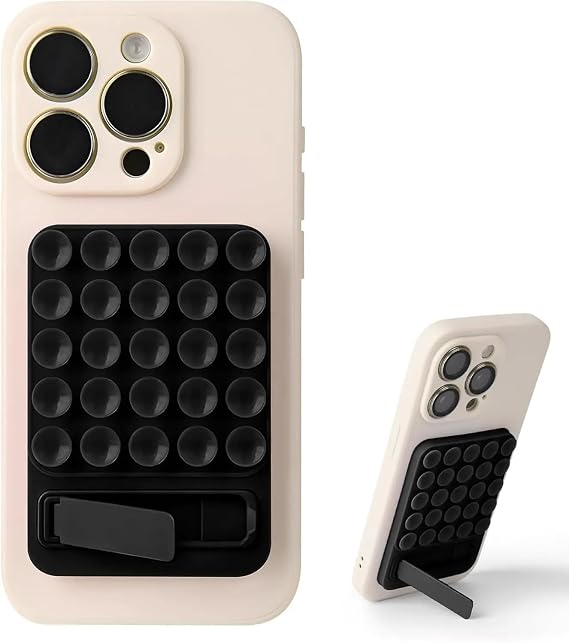 Coverzone Dikdörtgen Vantuzlu Telefon Tutucu Stand Olabilen pop-it telefon tutacağı Taşınabilir Silikon Yumuşak Telefon Standı Geniş Kullanım Alanı (Siyah)