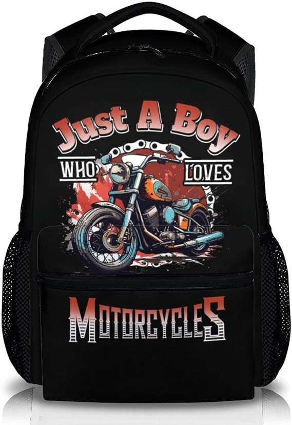 Boys School Backpack, Kids Backpacks Gifts for Children Teens Students, Back to School Supplies, 17 Inches Motorcycle Bookbag for Camp Elementary Primary Middle