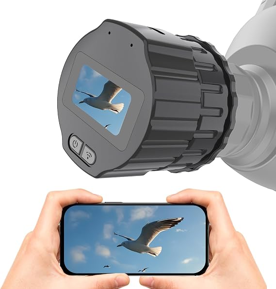 64GB Digital Eyepiece Telescope Camera with 2K HD Video & WiFi - Telescope Microscope Accessory, 25-50mm Eyepiece Adapter, Live View Screen, App Control, Perfect for Astrophotography, Birds Watching