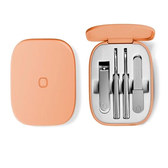 Sourcingbay 4-Piece Stainless Steel Manicure Set with Case, Pink