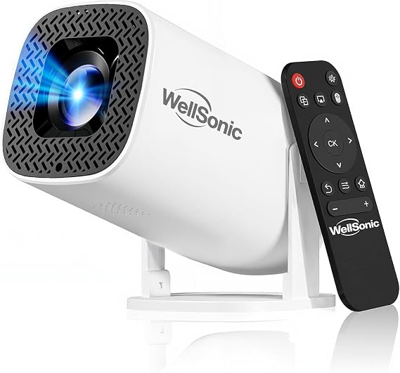 Mini Projector with Wifi and Bluetooth, Build-in Android 14, Portable Projector Outdoor&Ceiling Use, Auto Keystonet&270Rotatable, 200 Ansi, 4k Home Thearter Movie Projector for HDMI USB