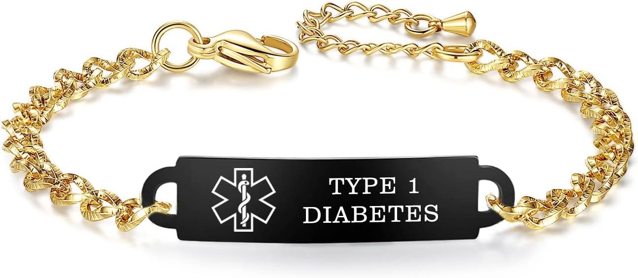Medical Alert Bracelets for Women Adjustable Personalized Free Engrave Medical ID Bracelets 6.5-8 Inch