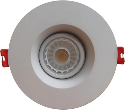 Goodlite 3-Inch Round White Regressed Gimbal Adjustable Swivel Eyeball LED Light, Selectable Color Temperature 27K-30K-35K-41K-50K, 8W, 650 Lumens, 120V, Dimmable, ETL, 1ct. G-20089