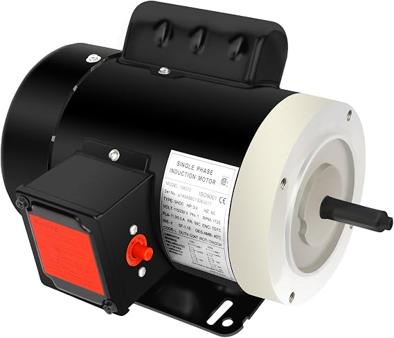 3/4HP Electric Motor, 1725RPM General Purpose Motor, Single Phase Motor, 115V/230V 56C Frame 5/8" Shaft Diameter Rolled Steel Shell TEFC