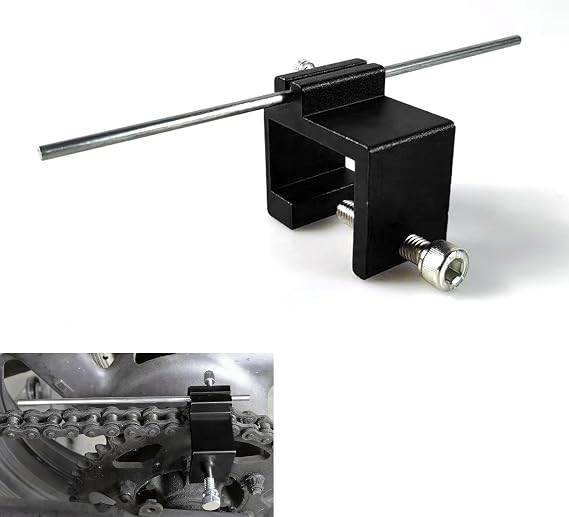 Chain Alignment Tool, Quick & Accurate Metal Chains Adjustment Tool, Rust-proof Metal Professional Chain Straightener, for Motorcycles, Scooters, Bike, ATVs, Mopeds (Black)