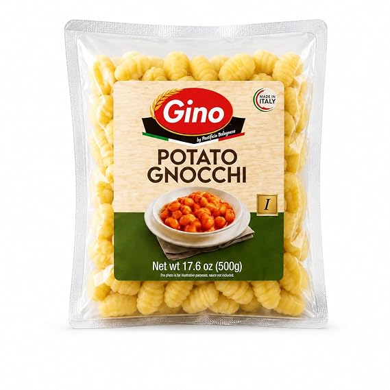 Gino Traditional Potato Gnocchi, Authentic Italian Dumplings Made with Potatoes, 17.6 oz (500g)