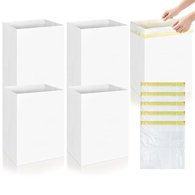 KEEPARTY 5PCS Large Disposable Trash Cans with Matching Garbage Bags Folded Portable Trash Cans 17in x 13.5in x 10in Suitable for Family Gatherings Kitchen and Picnics