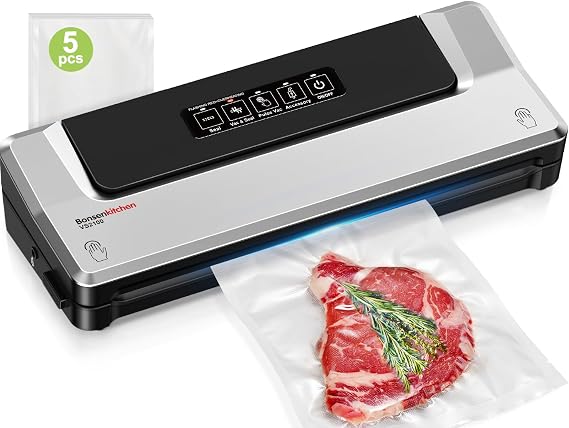 Bonsenkitchen Vacuum Sealer, 4 Modes, Multi-Functional, Accessoes Include