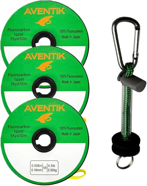 50m/Spool Aventik Fly Fishing Tippet Leader Fluorocarbon Line Fly Line Tippet Holder Fast Sinking Invisible