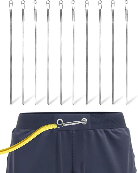 10pcs Flexible and Elastic Drawstring Threader,Spring Drawstring Threader Tool DIY Rope Threader Clip Hoodie String Replacement Drawstring Puller for Sweatpants,Shorts,Jackets,Coat