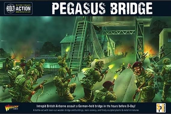 Warlord Bolt Action Pegasus Bridge 1:56 Tabletop Miniatures - Plastic Paintable Miniature WWII Soldiers Set, Unpainted Table Top 28mm Military Minifigures for Adults - Gaming Figurines Pack