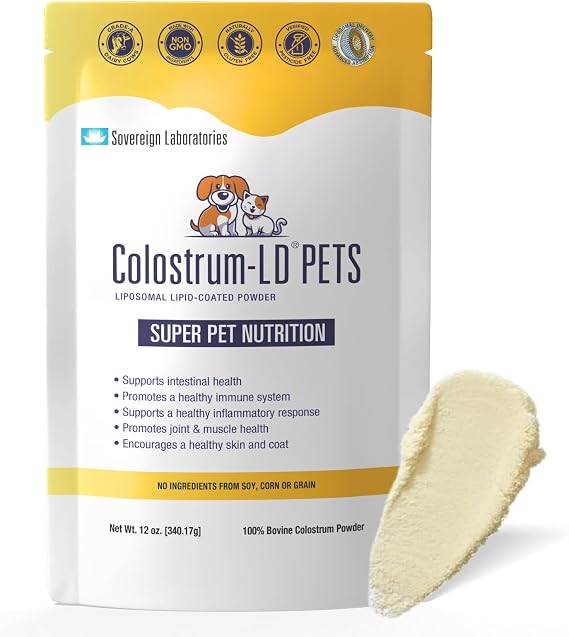 Veterinarian Approved Super Pet Nutrition - for Dogs and Cats - Liposomal Bovine Colostrum, Rich in Immunoglobulins (25%+), Support for Immune and Digestive Systems, Allergies (12 Ounces)