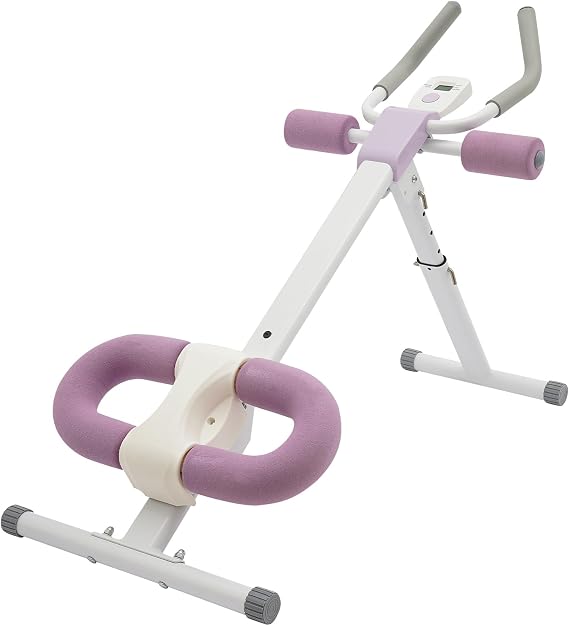 Foldable Ab Machine, Multi-Functional Abdominal Exercise Trainer with LED Display for Home Gym, Core & Waist Workout Equipment, Adjustable Incline, 220lbs Capacity, White & Purple