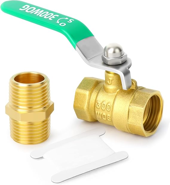 GASHER 1PCS Brass Mini Ball Valve Kit, 1/2 Inch Female x Female Thread Pipe Fitting with Nipple Extended and thickened version