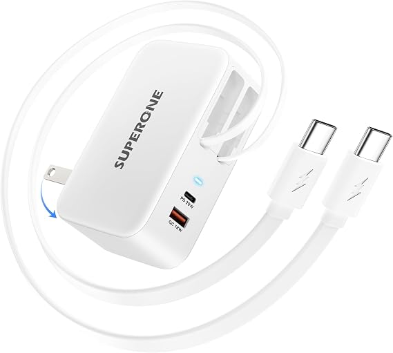 SUPERONE 4 in 1 Retractable Wall Charger with Dual USB C Cables