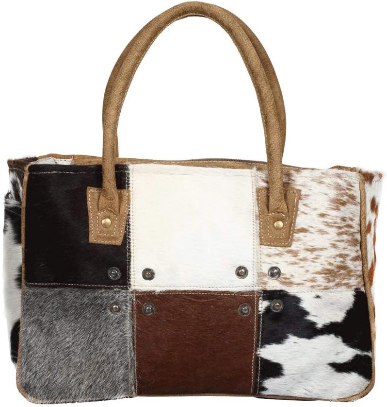 Myra Bag Patch Cowhide & Leather Handbag S-1353