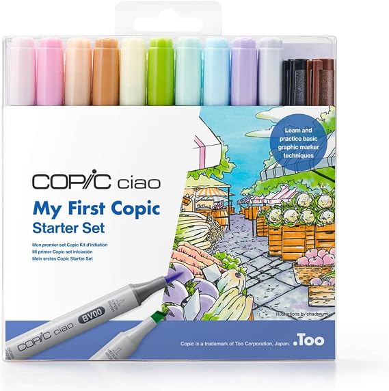 COPIC Ciao First Starter Set Alcohol Marker, Assorted (CMISTARTER12)