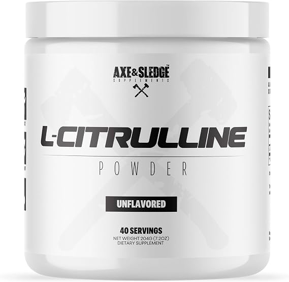 Axe & Sledge Basics Citrulline | 5g Pure Citrulline, Unflavored, 40 Servings | Boost Nitric Oxide Production | L-Citrulline Supplements for Men & Women - Stamina, Performance & Endurance for Workouts
