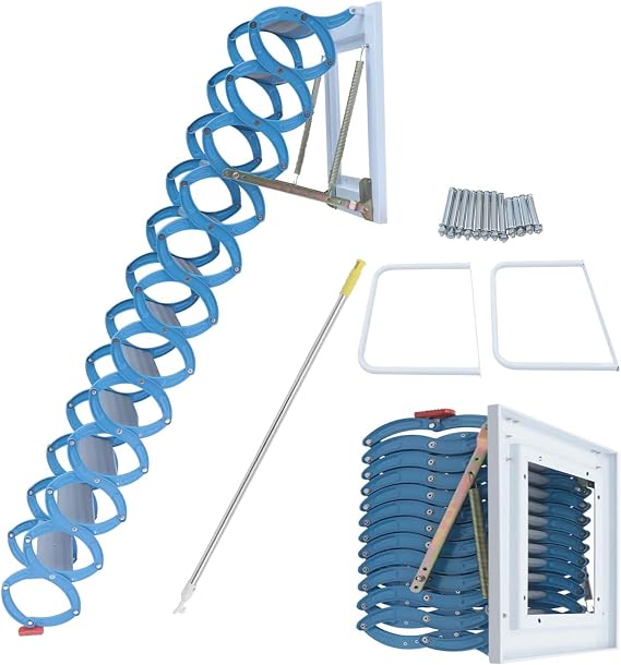 telescopic ladder folding telescopic ladder attic stair pull down 12 steps attic stair wall mounted folding attic loft stair alloy attic access ladder white pull-down attic stair retractable attic