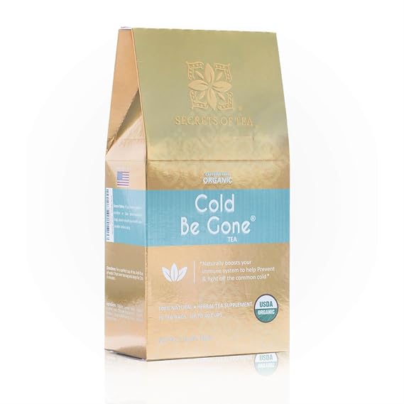 Secrets of Tea Cold Be Gone Herbal Tea Organic Herbal Blend Natural Cold Season Herbal Tea Soothing Caffeine-Free Wellness Tea Up to 40 Servings